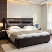 Ensemble de meubles de chambre à coucher modernes, cadre de lit en cuir, tête de lit, sommier à lattes en bois, taille King et Queen, adapté à la maison, à l'appartement et à l'hôtel