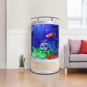 高水族箱带发光二极管灯水泵水族箱缸养鱼场水箱圆形水箱 - Product Image 4