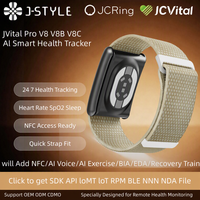 Bracelet intelligent JCVital V8 V8B V8C SDK API OEM ODM avec thermomètre intégré, analyse des tendances de température sur toute la journée, certifié CE FCC Rohs