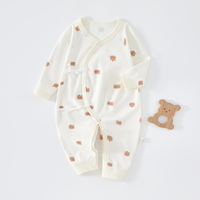 Combinaison Bébé Unisexe 100% Coton Tricotée à Manches Courtes Imprimé Dessin Animé Toutes Saisons Imperméable Respirante avec Fermeture Auto-agrippante – Vente en Gros