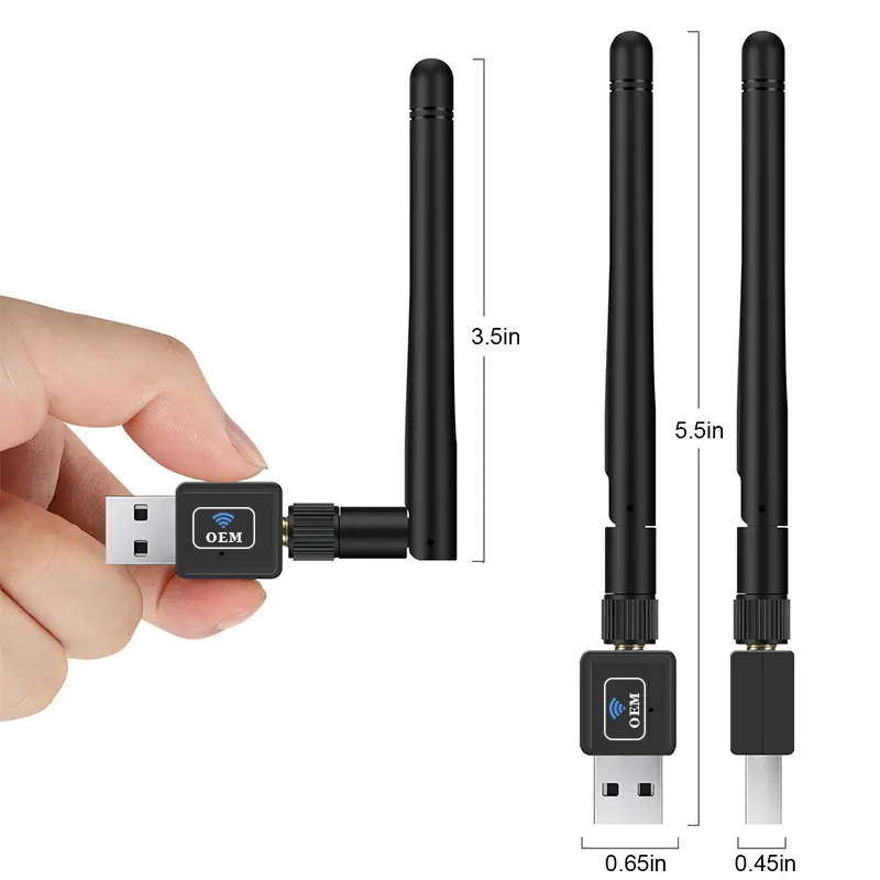 Adaptateur d'antenne Wifi USB Portable OEM 150M Mini antenne Wifi double bande sans fil 2.4Ghz 5Ghz pour ordinateur portable