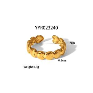 Anillos de dedo en capas de acero inoxidable chapado en oro de 18 quilates de diseño 2025 para mujeres y niñas, anillo elegante de promesa de boda, joyería - Product Image 4