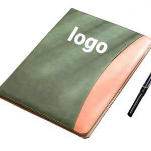 Custom Logo Zipper Bulk Order Custom Logo <b>A4</b> Leather Business Folder Sales Clip Integrated with Calculator and Archive Board - Product Image 1