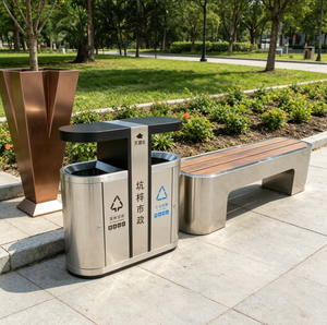 Jardinera <span class=keywords><strong>Rectangular</strong></span> <span class=keywords><strong>Grande</strong></span> de Acero Inoxidable Cepillado, Resistente, con Recubrimiento Anti-UV para Espacios Públicos Exteriores - Product Image 2