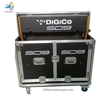 Flight case hydraulique personnalisé pour table de mixage numérique Digico SD9, avec support pour ordinateur portable et tiroir