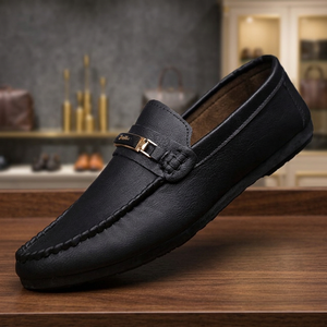 Mocassins pour hommes, chaussures décontractées et habillées, élégantes, en cuir souple, style Oxford, plates, à enfiler, respirantes, avec doublure en coton imprimé et bout renforcé - Product Image 3