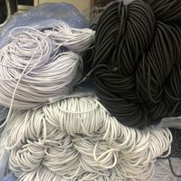 Cordon élastique en polyester noir et blanc uni, haute élasticité, 0,8 mm-2,5 mm, pour vêtements, fabriqué en Chine