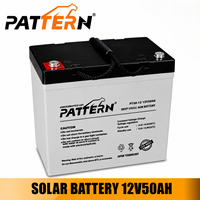 Batterie au plomb scellée AGM à décharge profonde PATTERN 12V 50Ah, puissance de base fiable pour pompe à eau solaire et irrigation