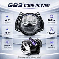 VAHID GB3 Lentille de projecteur laser bi-LED 3,0 pouces 72W Faisceau longue portée 46W Faisceau court 6000K 12V 24V Phare automobile universel pour rétrofit