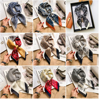 Écharpe d'été 70 cm effet soie, style coréen, imprimé color-block, châle décoratif pour femme, foulard