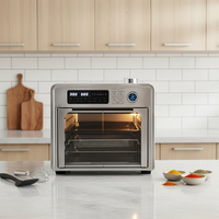 Horno Tostador Eléctrico de Convección de Acero Inoxidable de 28L y 1700W, Freidora de Aire sin Aceite, con Pantalla Táctil LED, para Uso Doméstico Francés/Holandés