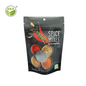 Gravure printing food grade cylinder resealable moringa powder food bag herbs spice bag