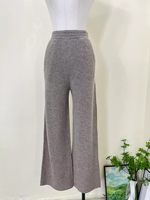 1. Ensemble Minimaliste Femme 100% Cachemire Tricoté : Haut Col Revers Col V et Pantalon Large en Maille – Tenue Décontractée 2 Pièces