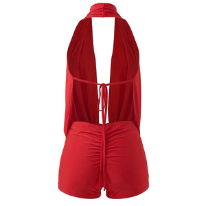 Viviblook J26RP134 Women Summer Romper Sexy Halter Solid Color Backless Sleeveless Twisted Casual One Piece Romper - Product Image 6