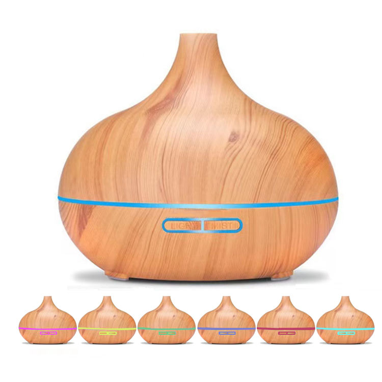 500ml Wood Grain Portable Ultrasonic Smart Led Room Home Fragrance Humidifier Air Essential Oil Aroma Diffuser