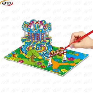 68Toy 새로운 어린이 DIY 3D 퍼즐 장난감 그림 낙서 장난감 색칠 놀이 공원 회전 비행 의자 게임 종이 퍼즐