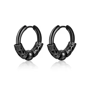 Pendientes con colgante de gota de pluma para <span class=keywords><strong>hombre</strong></span> con estilo 2025, pendientes masculinos Punk de acero inoxidable chapados en pistola negra a la venta - Product Image 4