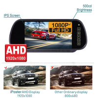 7 İnç Dikiz Aynası Monitörü AHD IPS Ekran 180 °   Geniş Görüş Açılı 1080P Geri Görüş Kamerası 4 Pinli 12-24v 1 Yıl Garantili