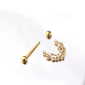 Body Piercing Jewelry Gold Plating Color Stainless Steel <strong>Nipple</strong> Rings Tongue Rings CZ Crystal Barbell Cartilage <strong>Earrings</strong> - Product Image 3