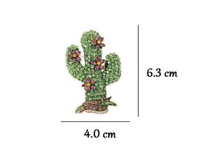 Broche de Cacto Verde com Strass e Detalhes Florais Rosa, Banhado a Ouro Antigo, para Uso Diário - Product Image 5