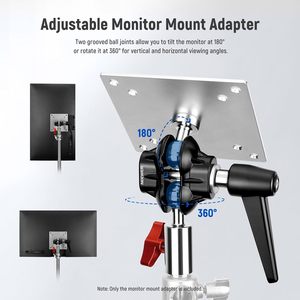 Adaptateur de montage d'écran <span class=keywords><strong>Neewer</strong></span> (lot de <span class=keywords><strong>2</strong></span>) en alliage d'aluminium, adaptateur de support d'éclairage à double rotule, vis M4 et récepteur 5/8 pour écran Impact - Product Image 2