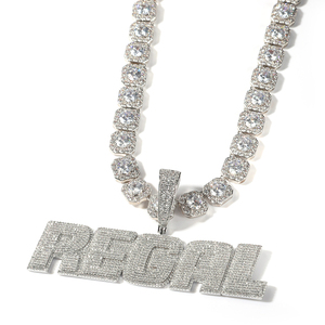 Nome di lusso ciondolo gioielli Hip Hop grande targhetta collana ciondolo nome personalizzato gioielli zircone pietra - Product Image 2