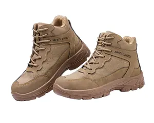 Nouvelles chaussures de sécurité imperméables confortables personnalisées Bottes de travail en cuir suédé durables Bottes du désert