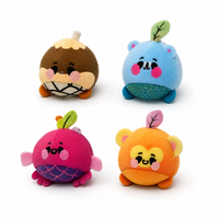 Jouets Squishy Doux et Moelleux en Forme d'Animaux, 4 Pièces, Visages Mignons, Base Tissée, Corps Rond, pour Bureau, Jouets Apaisants