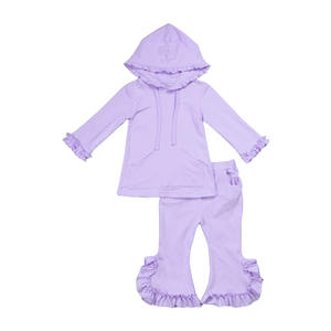 Ensemble de vêtements pour filles, haut à capuche en coton et pantalon à volants, ensemble de deux pièces, ensembles de sweat-shirts pour enfants - Product Image 3