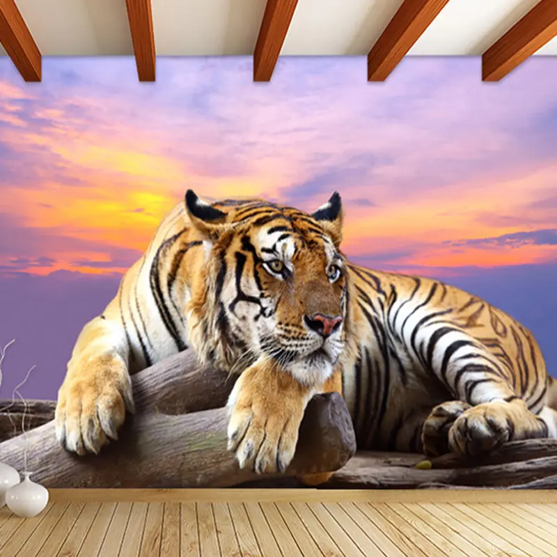 Customized 3D Tiger Animal Wallpapers Large Mural Bedroom Living Room Sofa Background 3D Photo Wallpaper Roll Papel De Pared