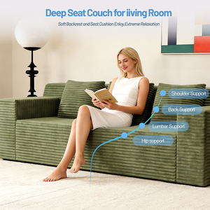 <b>Convertible</b> Sofa Set Corduroy Fabric Deep Seat Comfy Loveseat No Assembly Required Modern Design for Apartment Living - Product Image 2