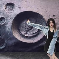 Papier peint mural 3D texturé surface lunaire personnalisé, style industriel moderne, imperméable pour cuisine et bar