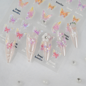 Factory Direct 5D Schmetterling <span class=keywords><strong>Nail</strong></span> Art Aufkleber Design Geprägte Nagel Aufkleber Maniküre Aufkleber Nagel Aufkleber für neues Design - Product Image 6