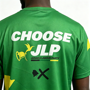 T-shirt de campagne personnalisé décontracté Warren Newby JLP Parti Labour Jamaïcain, en polyester à séchage rapide, vêtement politique pour les élections - Product Image 4