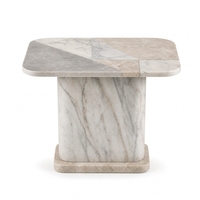 Table d'appoint en marbre à socle bas, style Wabi Sabi, en pierre naturelle, pour entrée de villa, salon, hôtel, décoration