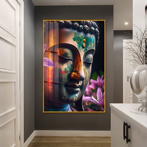 Cuadro de Papel con Marco de Porcelana de Cristal con Diseño de Buda Sereno en Acuarela, Arte Espiritual <span class=keywords><strong>para</strong></span> Pared, Ideal <span class=keywords><strong>para</strong></span> Sala de Meditación o Dormitorio - Product Image 3