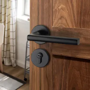 Spazio moderno in alluminio tondeggiante serratura maniglia maniglia della porta interna maniglia della porta in legno serratura della porta