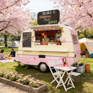 Reinforced Structure Food Cart, Pressure Resistant Mobile <b>Trailer</b> for High Frequency Use - Product Image 1