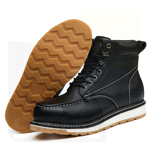 <span class=keywords><strong>Stivali</strong></span> di Sicurezza EN20345 <span class=keywords><strong>S3</strong></span> in Pelle Marrone-Rossa con Motivo Litchi, Modello Cowboy a Mezza Gamba con Suola Good Welt - Product Image 6