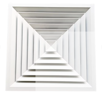 Diffuseur d'air carré en aluminium commercial pour système de ventilation et de climatisation HVAC