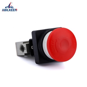 큰 둥근 누름단추식 전쟁 VM131-01-34 3 항구 2 방법 유형 알루미늄 합금 공기 압축 공기를 넣은 기계적인 통제 벨브 - Product Image 4