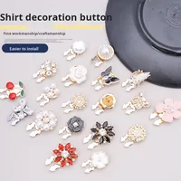Boutons en strass, vente chaude transfrontalière, boutons de manchette amovibles, décoratifs, colorés, en forme de fleur, de papillon, nouveaux boutons de col