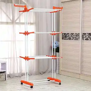 Customized Foldable 3 Tier Clothes Drying Collapsible Laundry Dryer Hanger Stand Indoor Outdoor Cloth Storage Rack