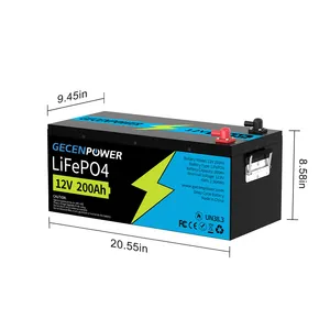 بطارية احتياطية Gecenpower GC-12V200Ah سعة 200 أمبير ليثيوم فوسفات الحديد 12 فولت مع بلوتوث للمركبات الترفيهية والبحرية وعربات الجولف - ضمان لمدة 3 سنوات - Product Image 1