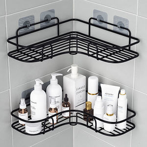 Estante Triangular <span class=keywords><strong>de</strong></span> Hierro sin Taladro, Adhesivo Fuerte <span class=keywords><strong>para</strong></span> Montaje en Pared, Soporta 7 kg, Estante <span class=keywords><strong>de</strong></span> Almacenamiento <span class=keywords><strong>para</strong></span> Esquinas <span class=keywords><strong>de</strong></span> <span class=keywords><strong>Baño</strong></span> y Cocina - Product Image 1