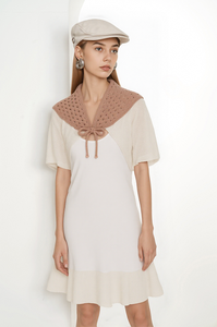 مخصص ، كروشيه من القطن الخالص ، محبوك شتوي ، لون الشاي والحليب ، وشاح مثلث عصري للنساء - Product Image 3