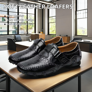 Mocasines Casuales para Hombre, Suela Suave, Transpirables, de Cuero, Talla Grande, Estilo Slip-on de PU para Trabajo, Conducir y Bodas - Product Image 2