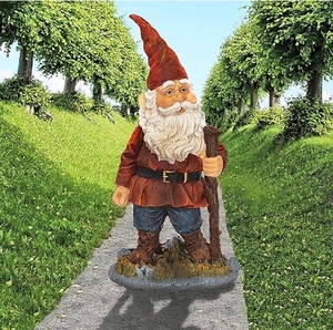 Statua dello gnomo da giardino sognatore in resina. Giardino esterno decorazione prato in resina artigianato - Product Image 2