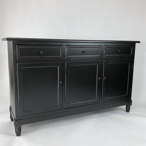 <span class=keywords><strong>Buffet</strong></span> rétro en bois massif noir - 2 tiroirs, 3 portes, avec un grand espace de rangement pour le salon et la chambre à coucher - Product Image 3
