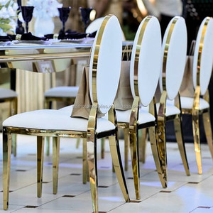 Üretici Oval geri istifleme metal vinil ss altın otel ziyafet düğün ve etkinlik sandalyeleri - Product Image 1